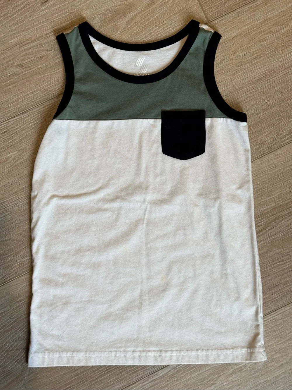 Boys, The Children's Place White, Olive & Black Colorblock Pocket Tank